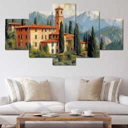 Tuscan Serenity Amidst Peaks - NicheCanvas