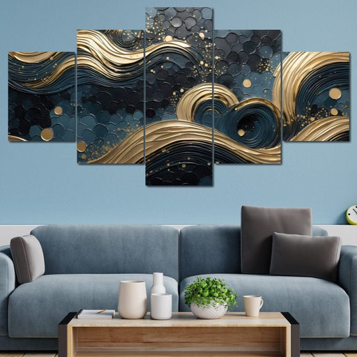 Golden Waves in Abstract Realism Canvas Print