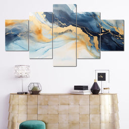 Golden Breeze Over Indigo Sea - NicheCanvas