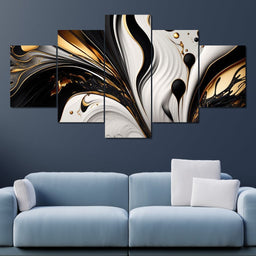 Marble-Lux Collection: Vibrant White & Gold Marble 01 - NicheCanvas