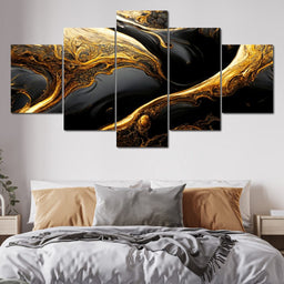 Luxury Abstract Marble in Black & Gold - NicheCanvas