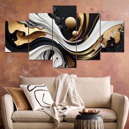 Marble-Lux Collection: Vibrant White & Gold Marble 08 - NicheCanvas