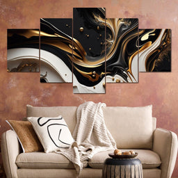 Marble-Lux Collection: Vibrant White & Gold Marble 03 - NicheCanvas