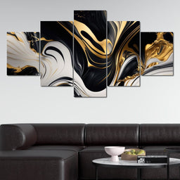 Marble-Lux Collection: Vibrant White & Gold Marble 07 - NicheCanvas