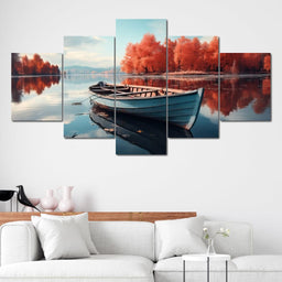 Canoe on the Lake - NicheCanvas