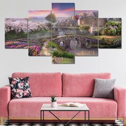 Garden by the Stone Bridge - NicheCanvas