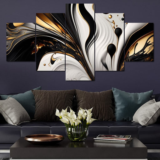 Marble-Lux Collection: Vibrant White & Gold Marble 01 Canvas Print