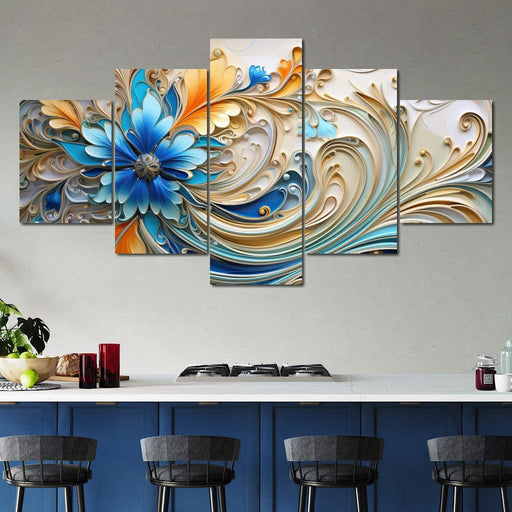 Golden Elegance Flowers Canvas Print