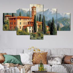 Tuscan Serenity Amidst Peaks - NicheCanvas