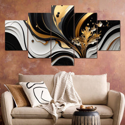 Marble-Lux Collection: Vibrant White & Gold Marble 10 - NicheCanvas