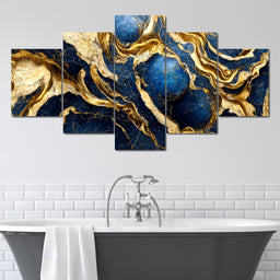Luxury Abstract Marble in Gold & Blue - NicheCanvas