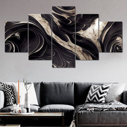 Luxury Abstract Marble in Black & White - NicheCanvas