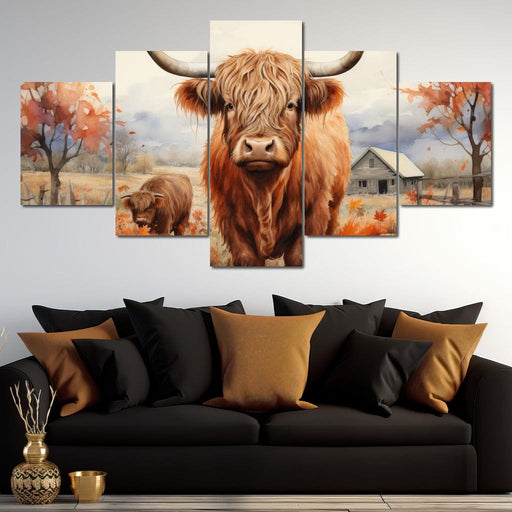 Highland Cow Harvest Canvas Print