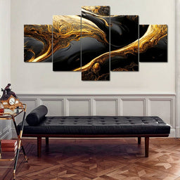 Luxury Abstract Marble in Black & Gold - NicheCanvas