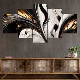 Marble-Lux Collection: Vibrant White & Gold Marble 01 - NicheCanvas