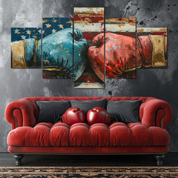 Stars and Stripes Boxing Showdown - NicheCanvas