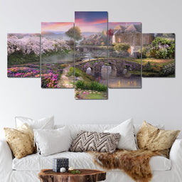 Garden by the Stone Bridge - NicheCanvas