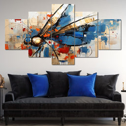 Golden Royal Geometric Dragonfly 01 - Wildrose Creations - NicheCanvas