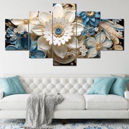 Golden Petals in Azure Nature - NicheCanvas