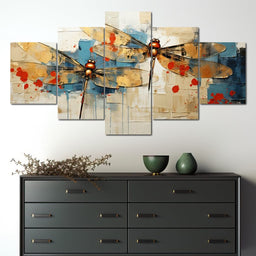 Golden Royal Geometric Dragonfly 05 - Wildrose Creations - NicheCanvas