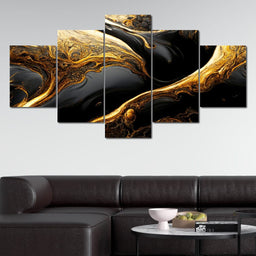 Luxury Abstract Marble in Black & Gold - NicheCanvas