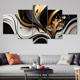 Marble-Lux Collection: Vibrant White & Gold Marble 10 - NicheCanvas