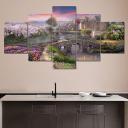 Garden by the Stone Bridge - NicheCanvas