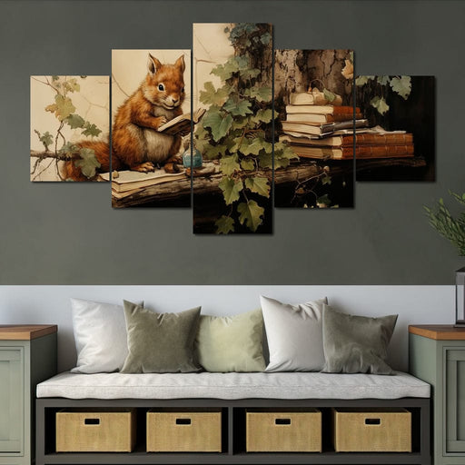Autumn Tales of a Scholarly Squirrel Canvas Print