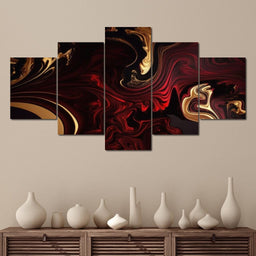 The Marble-Lux Collection: Dark Red & Vibrant Gold 15 - NicheCanvas
