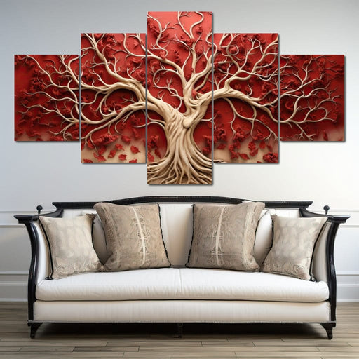 Gold and Red Tree of Life Canvas Print