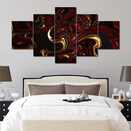 The Marble-Lux Collection: Dark Red & Vibrant Gold 14 - NicheCanvas