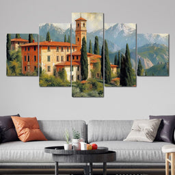 Tuscan Serenity Amidst Peaks - NicheCanvas