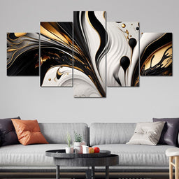 Marble-Lux Collection: Vibrant White & Gold Marble 01 - NicheCanvas