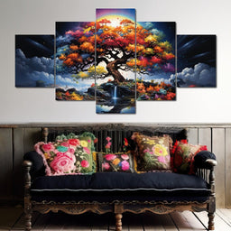 Mystic Rainbow Tree Twilight - NicheCanvas