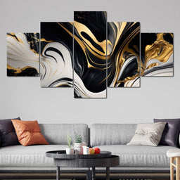 Marble-Lux Collection: Vibrant White & Gold Marble 07 - NicheCanvas