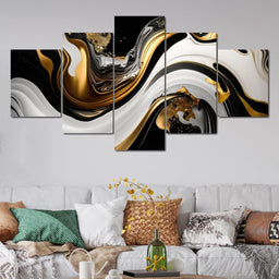 Marble-Lux Collection: Vibrant White & Gold Marble 11 - NicheCanvas