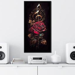 Red Rose & Musical Notes - NicheCanvas