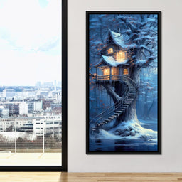 Winter Tree House - TooplesArt - NicheCanvas
