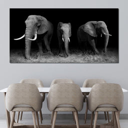 Black and White Elephants - NicheCanvas