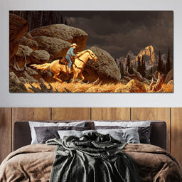 Cowboy In The Rockies - NicheCanvas
