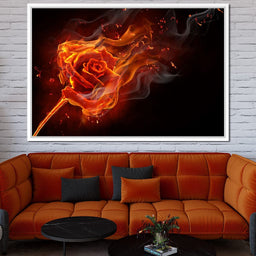 Rose on Fire - NicheCanvas