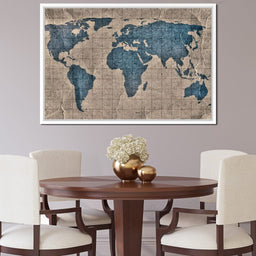 Blue Lands World Map - NicheCanvas