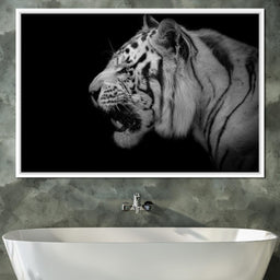 Black and White Tiger Profile - NicheCanvas