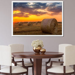 Hay Bales Sunset - NicheCanvas