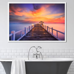 Celebrated Pier Pink Sunset - NicheCanvas