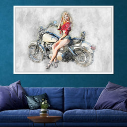  Girl Motorcycle - Mateo - NicheCanvas