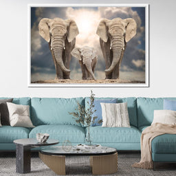 Elephant Family Under the Sun - NicheCanvas