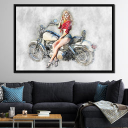  Girl Motorcycle - Mateo - NicheCanvas