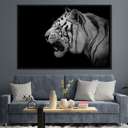 Black and White Tiger Profile Canvas Print