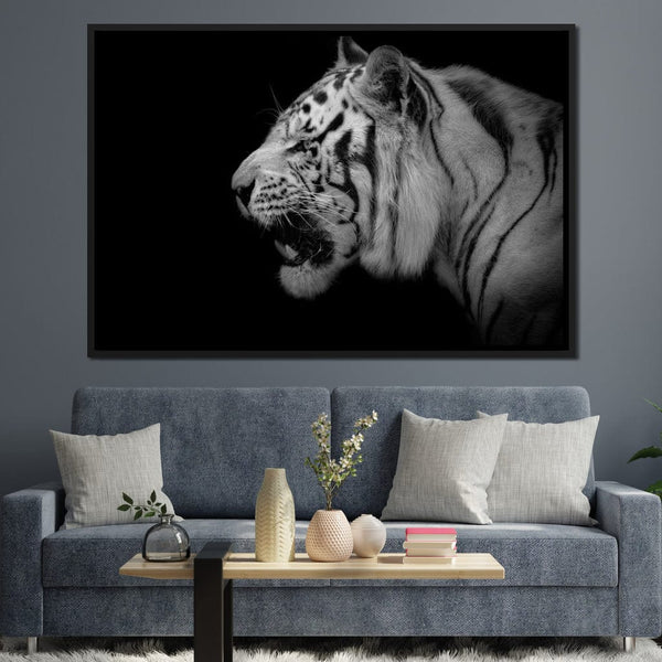 Black and White Tiger Profile | NicheCanvas